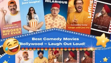 Collage of popular Bollywood comedy movie characters including Akshay Kumar, Hera Pheri, Housefull, and 3 Idiots, representing the best comedy movies Bollywood